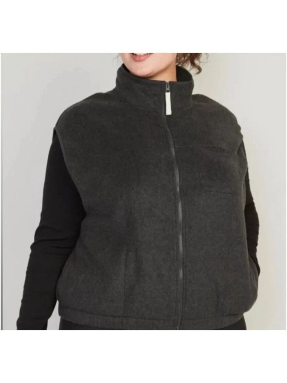 Old Navy Womens Plus Gray Full-Zip Fleece Vest Size 4X